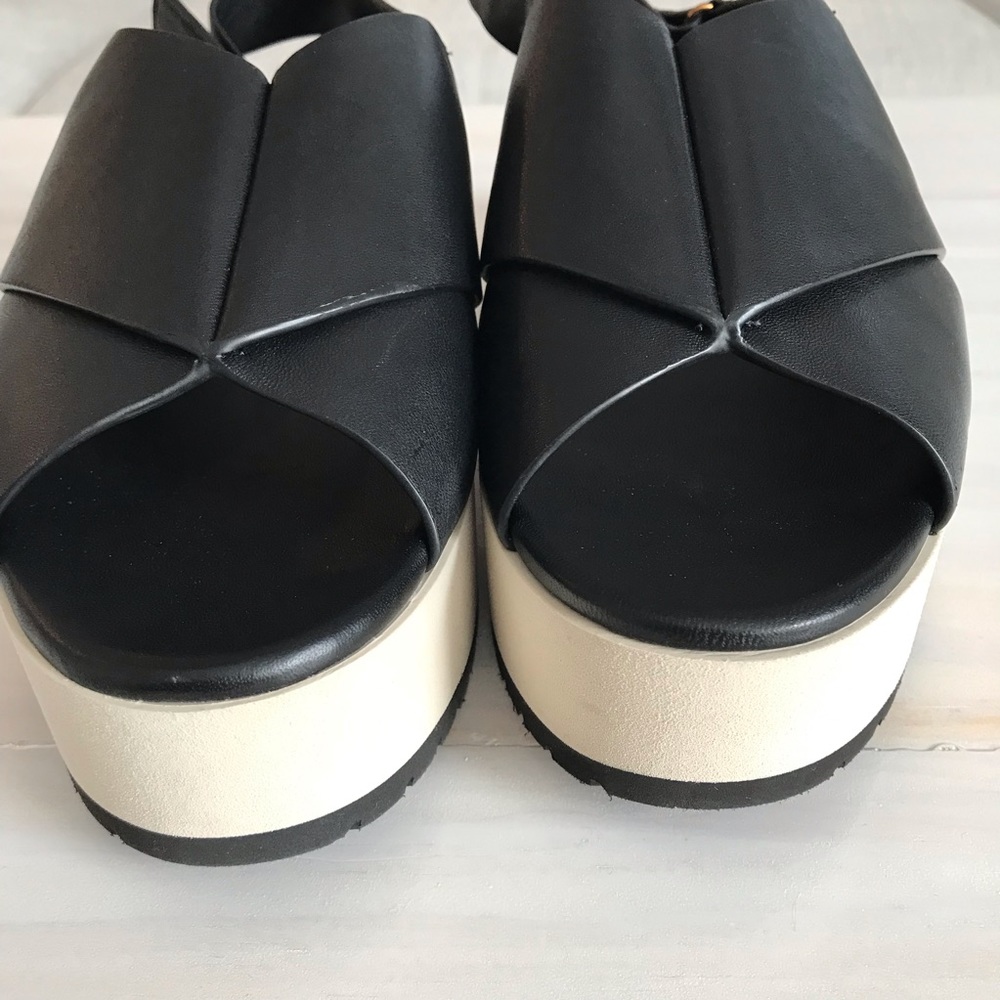 Vince Jenaya Platform Sandals Black Leather Open Toe Adjustable Strap Size 9.5 - Picture 6 of 8